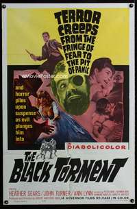 y888 BLACK TORMENT one-sheet movie poster '64 terror creeps to pit of panic!