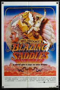 y882 BLAZING SADDLES one-sheet movie poster '74 classic Mel Brooks western!