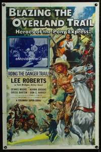 y881 BLAZING THE OVERLAND TRAIL Chap 2 one-sheet movie poster '56 serial!