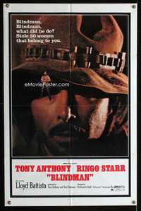 y879 BLINDMAN one-sheet movie poster '72 Tony Anthony, Ringo Starr!
