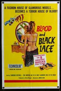 y874 BLOOD & BLACK LACE one-sheet movie poster '65 Mario Bava, wild image!
