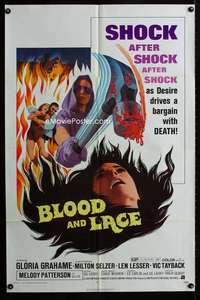y873 BLOOD & LACE one-sheet movie poster '71 AIP, gruesome horror image!