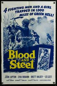 y872 BLOOD & STEEL one-sheet movie poster '59 1,000 miles of green hell!