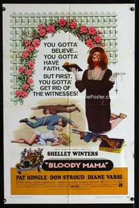 y868 BLOODY MAMA one-sheet movie poster '70 AIP, crazy Shelley Winters!