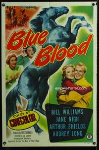 y866 BLUE BLOOD one-sheet movie poster '51 cool horse racing image!