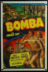 y861 BOMBA THE JUNGLE BOY one-sheet movie poster '49 Johnny Sheffield