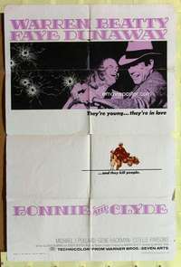 y858 BONNIE & CLYDE one-sheet movie poster '67 Warren Beatty, Faye Dunaway