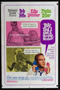 y850 BOY DID I GET A WRONG NUMBER one-sheet movie poster '66 Hope, Sommer