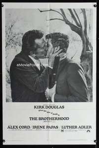 y837 BROTHERHOOD one-sheet movie poster '68 Kirk Douglas gives death kiss!