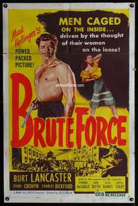 y834 BRUTE FORCE one-sheet movie poster R56 Burt Lancaster, De Carlo