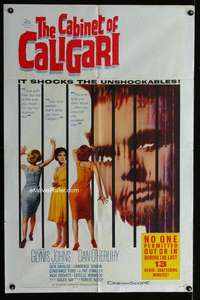 y829 CABINET OF CALIGARI one-sheet movie poster '62 Robert Bloch, horror!