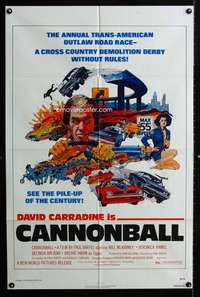 y823 CANNONBALL one-sheet movie poster '76 Carradine, trans-am car racing!