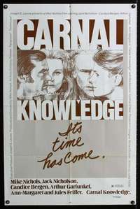 y819 CARNAL KNOWLEDGE one-sheet movie poster R78 Jack Nicholson, Bergen