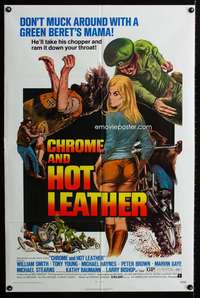 y802 CHROME & HOT LEATHER one-sheet movie poster '71 Green Beret bikers!