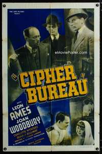 y799 CIPHER BUREAU one-sheet movie poster '38 Leon Ames, Joan Woodbury