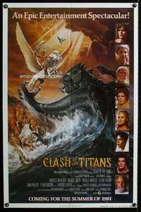 y796 CLASH OF THE TITANS advance one-sheet movie poster '81 Ray Harryhausen