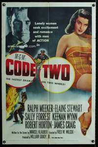 y792 CODE TWO one-sheet movie poster '53 Ralph Meeker, sexy Elaine Stewart!