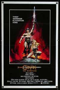 y784 CONAN THE BARBARIAN advance one-sheet movie poster '82 Schwarzenegger
