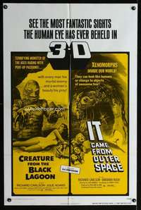 y766 CREATURE FROM BLACK LAGOON/IT CAME fromOUTER SPACE one-sheet movie poster '72