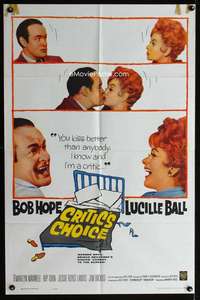y762 CRITIC'S CHOICE one-sheet movie poster '63 Bob Hope, Lucille Ball