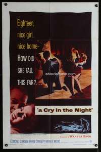 y759 CRY IN THE NIGHT one-sheet movie poster '56 bad girl Natalie Wood!