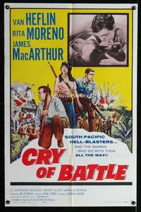 y758 CRY OF BATTLE one-sheet movie poster '63 Van Heflin, Rita Moreno