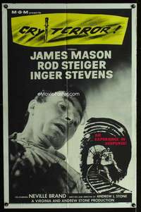 y757 CRY TERROR one-sheet movie poster '58 James Mason, Rod Steiger