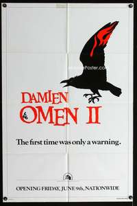 y750 DAMIEN OMEN 2 teaser one-sheet movie poster '78 William Holden, Grant