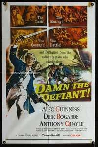 y749 DAMN THE DEFIANT one-sheet movie poster '62 Alec Guinness, Bogarde