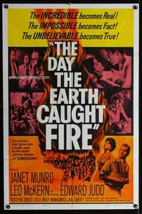 y739 DAY THE EARTH CAUGHT FIRE one-sheet movie poster '62 English sci-fi!