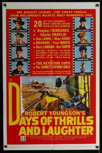 y737 DAYS OF THRILLS & LAUGHTER one-sheet movie poster '61 Charlie Chaplin