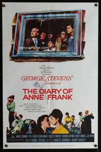 y723 DIARY OF ANNE FRANK one-sheet movie poster '59 Millie Perkins