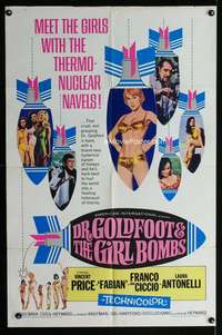 y713 DR GOLDFOOT & THE GIRL BOMBS one-sheet movie poster '66 Mario Bava, AIP