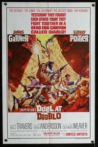 y710 DUEL AT DIABLO one-sheet movie poster '66 Sidney Poitier, James Garner