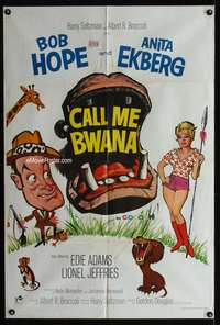 y826 CALL ME BWANA English one-sheet movie poster '63 Bob Hope, Anita Ekberg