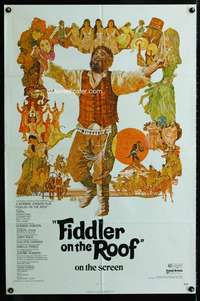 y697 FIDDLER ON THE ROOF one-sheet movie poster '72 Topol, Ted CoConis art!