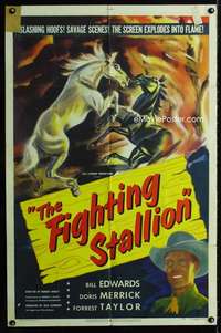 y695 FIGHTING STALLION one-sheet movie poster '50 cool wild horse artwork!