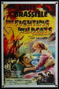 y692 FIGHTING WILDCATS one-sheet movie poster '57 Keefe Brasselle, English!