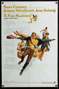 y690 FINE MADNESS one-sheet movie poster '66 Sean Connery, Woodward, Seberg