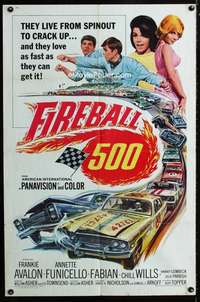 y688 FIREBALL 500 one-sheet movie poster '66 car racing, Frankie Avalon