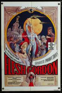 y680 FLESH GORDON one-sheet movie poster '74 sexploitation sci-fi spoof!