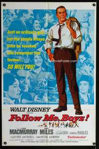 y676 FOLLOW ME BOYS one-sheet movie poster '66 Boy Scouts, Walt Disney