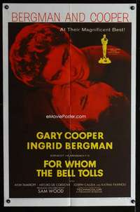 y670 FOR WHOM THE BELL TOLLS one-sheet movie poster R57 Gary Cooper,Bergman