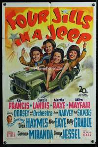 y662 FOUR JILLS IN A JEEP one-sheet movie poster '44 Kay Francis, Landis