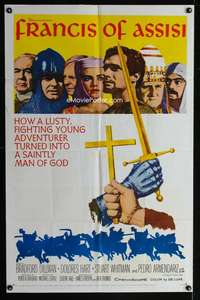 y658 FRANCIS OF ASSISI one-sheet movie poster '61 Bradford Dillman, Curtiz