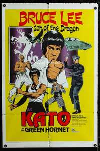 y646 GREEN HORNET Kato style one-sheet movie poster '74 Bruce Lee