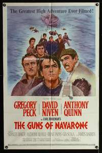 y642 GUNS OF NAVARONE one-sheet movie poster '61 Greg Peck, Niven, Quinn