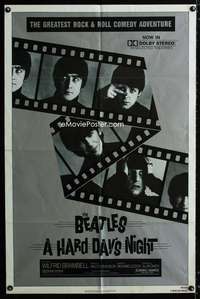 y639 HARD DAY'S NIGHT one-sheet movie poster R82 The Beatles, rock & roll!