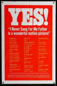 y620 I NEVER SANG FOR MY FATHER one-sheet movie poster '70 Douglas, Hackman