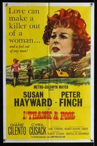 y619 I THANK A FOOL one-sheet movie poster '62 Susan Hayward, Peter Finch